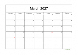 Calendar March 2027 for UK 05