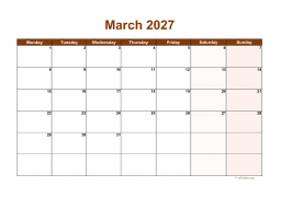 Calendar March 2027 for UK 06