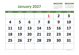 Calendar Monthly 2027 for UK 03