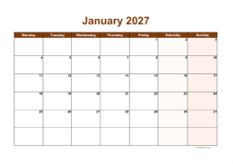 Calendar Monthly 2027 for UK 06