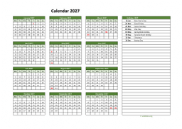 Calendar 2027 for UK 02