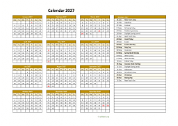 Calendar 2027 for UK 03