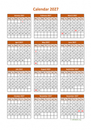 Calendar 2027 for UK 06