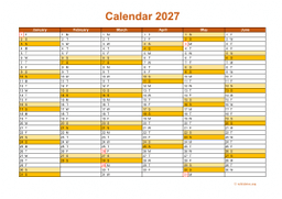 Calendar 2027 for UK 09