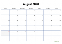Calendar August 2028 for UK 04