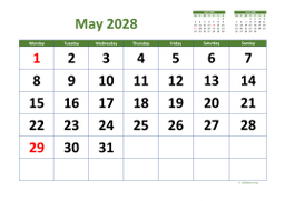 Calendar May 2028 for UK 03