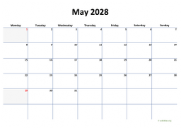 Calendar May 2028 for UK 04