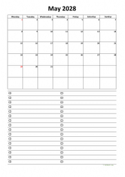 Calendar May 2028 for UK 07