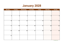 Calendar Monthly 2028 for UK 06