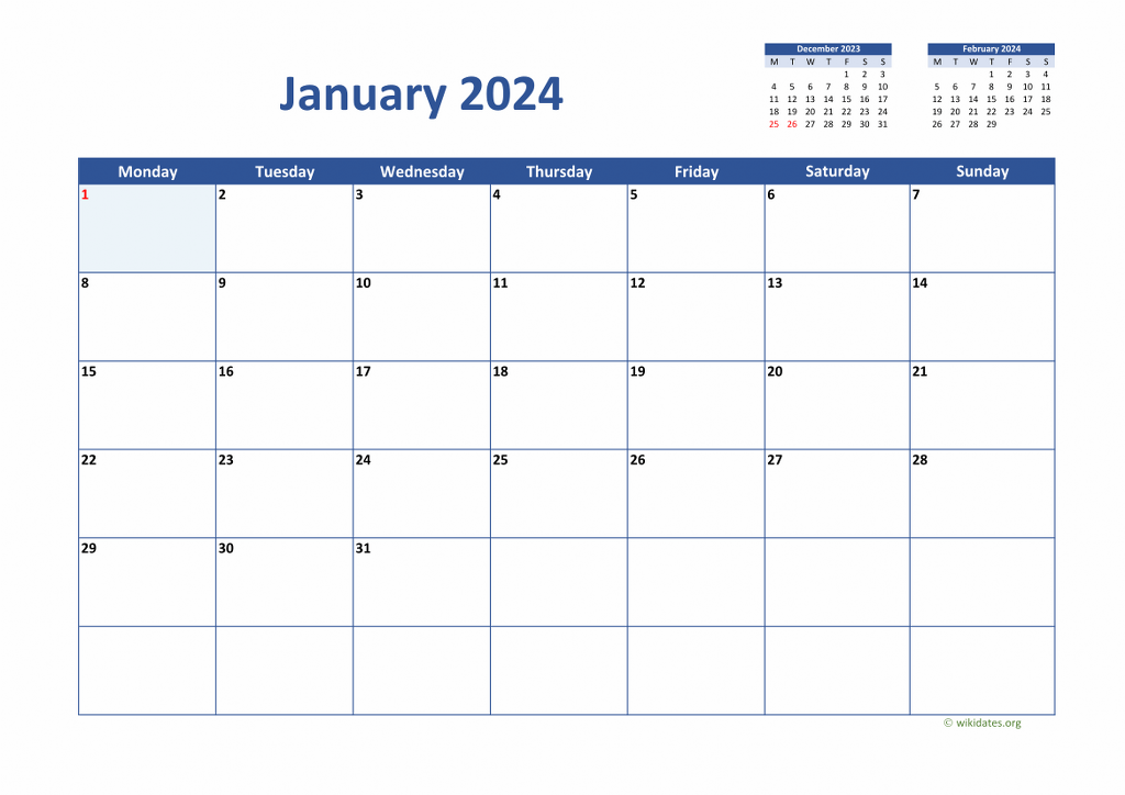 Calendar January 2024 - United Kingdom | Wikidates.org