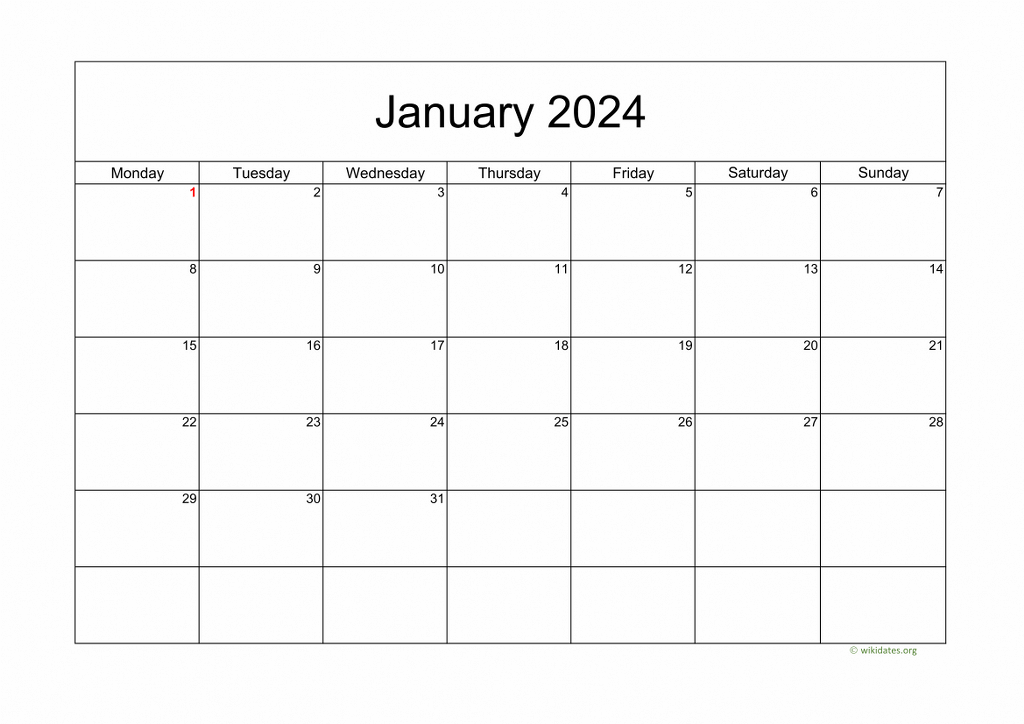 Calendar 2024 Janurary Printable 2024 Calendar Printable