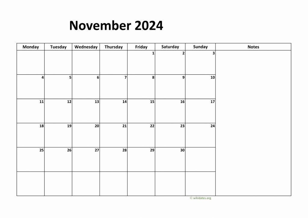 Calendar November 2024 United Kingdom
