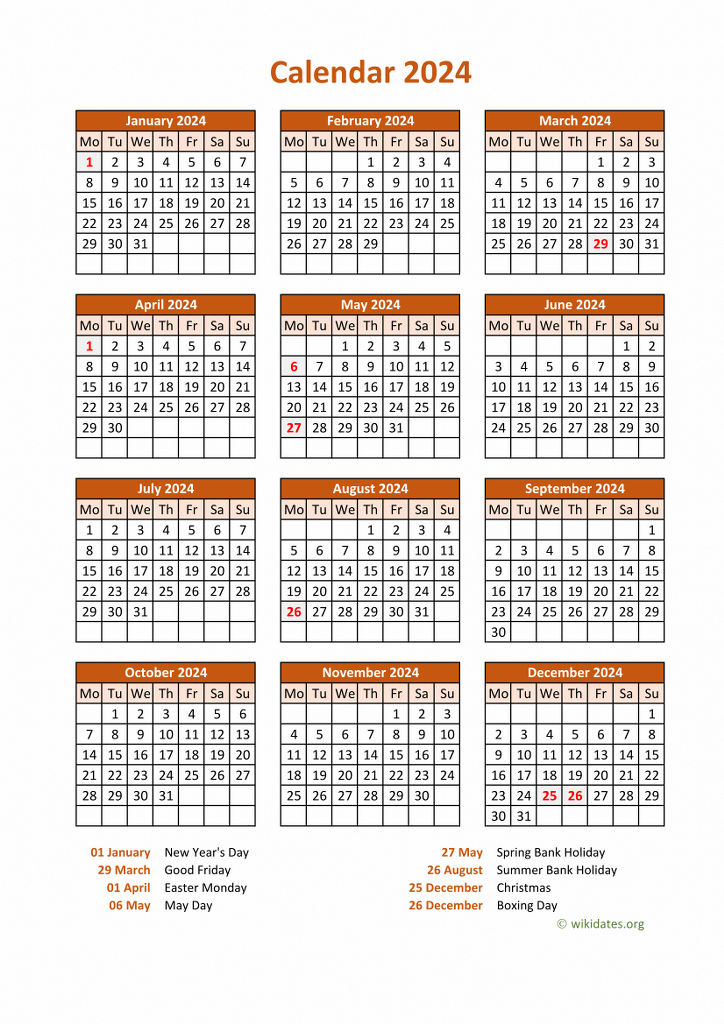 2024 English Calendar With Holidays Anissa Euphemia