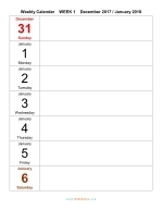 weekly calendar 2018 template 4